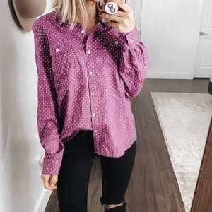 Tommy Hilfiger | Purple & White Polka-dot Button Top Sz. M